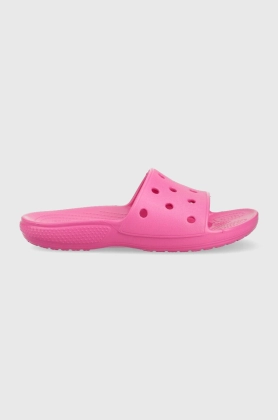 Crocs papuci Classic Slide femei, culoarea roz