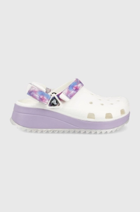 Crocs papuci femei, culoarea alb, cu platforma