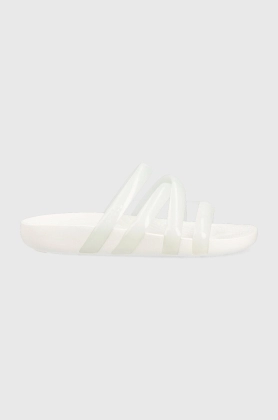Crocs papuci Splash Glossy Strappy Sandal femei, culoarea alb, 208537
