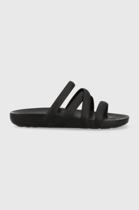 Crocs papuci Splash Strappy Sandal femei, culoarea negru, 208217