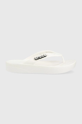 Crocs slapi femei, culoarea alb, cu platforma