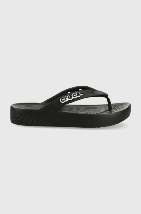 Crocs slapi femei, culoarea negru, cu platforma