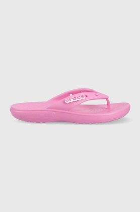 Crocs slapi femei, culoarea violet, cu toc plat