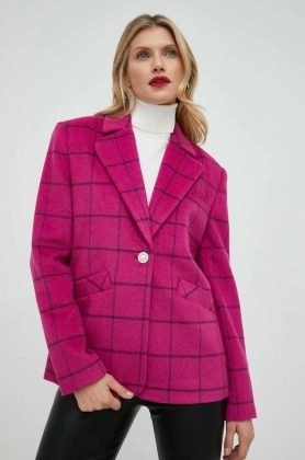 Custommade geaca de lana Iris culoarea roz, oversize, modelator