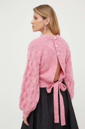 Custommade pulover de lana Tilia femei, culoarea roz