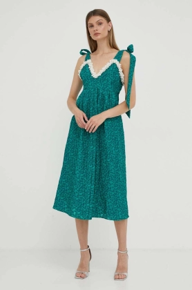 Custommade rochie culoarea verde, midi, evazati