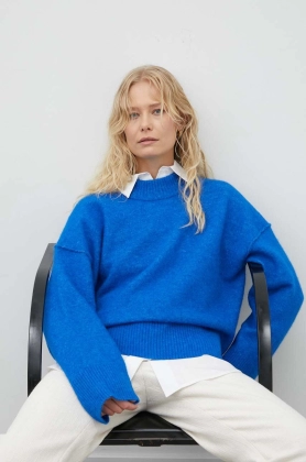 Day Birger et Mikkelsen pulover de lana femei, culoarea albastru marin, calduros