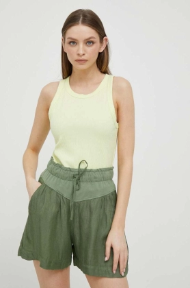 Deha pantaloni scurti din amestec de in culoarea verde, neted, high waist