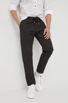 Desigual pantaloni barbati, culoarea negru, drept