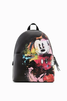 Desigual rucsac femei, culoarea negru, mare, cu imprimeu