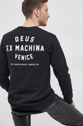 Deus Ex Machina longsleeve din bumbac culoarea negru, neted