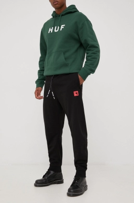 Diadora pantaloni de trening barbati, culoarea negru, neted
