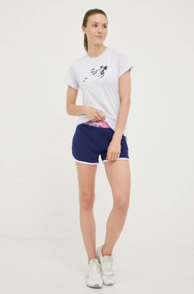 Diadora pantaloni scurti femei, culoarea albastru marin, neted, high waist