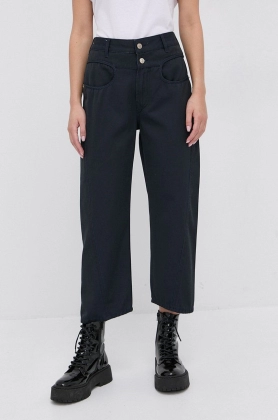 Diesel Pantaloni femei, culoarea albastru marin, model drept, medium waist