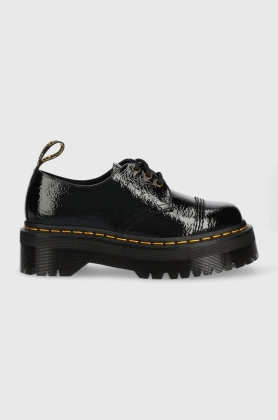 Dr. Martens pantofi de piele 1461 Quad Tc femei, culoarea negru, cu toc plat