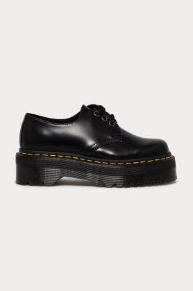 Dr. Martens Pantofi de piele femei, culoarea negru, cu platforma