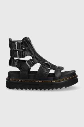 Dr. Martens sandale de piele femei, culoarea negru, cu platforma