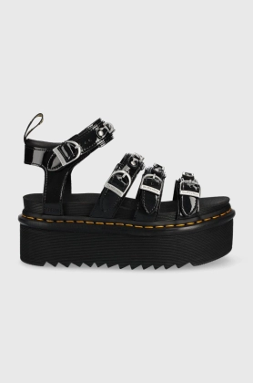 Dr. Martens sandale de piele femei, culoarea negru, cu platforma