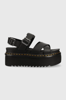 Dr. Martens sandale de piele Voss II Quad femei, culoarea negru, cu platforma, DM30717001