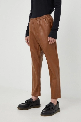 Drykorn pantaloni de lana barbati, culoarea maro, mulata