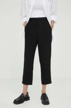 Drykorn pantaloni din in culoarea negru, fason tigareta, high waist