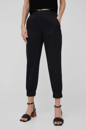 Drykorn pantaloni femei, culoarea negru, drept, medium waist