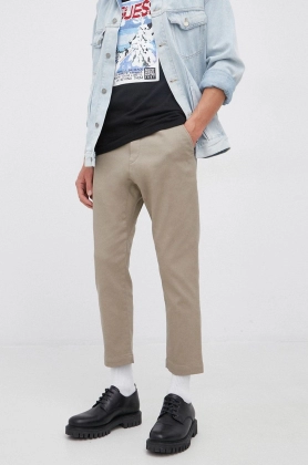 Drykorn Pantaloni Trop barbati, culoarea bej, model drept