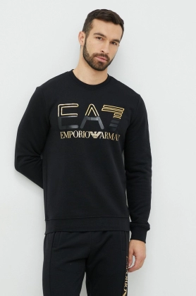 EA7 Emporio Armani bluza barbati, culoarea negru, cu imprimeu