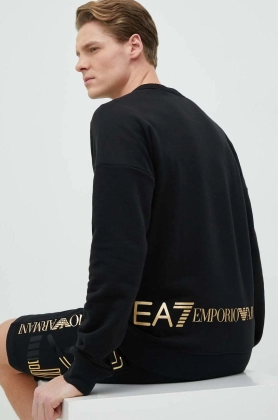 EA7 Emporio Armani bluza barbati, culoarea negru, cu imprimeu