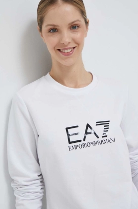 EA7 Emporio Armani bluza femei, culoarea alb, cu imprimeu