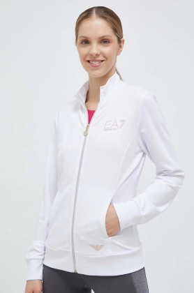 EA7 Emporio Armani bluza femei, culoarea alb, cu imprimeu
