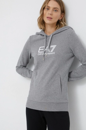 EA7 Emporio Armani Bluza femei, culoarea gri, material neted