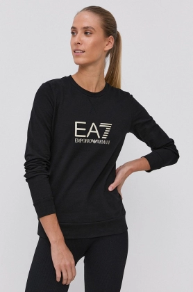 EA7 Emporio Armani Bluza femei, culoarea negru, cu imprimeu