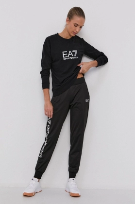 EA7 Emporio Armani Bluza femei, culoarea negru, cu imprimeu
