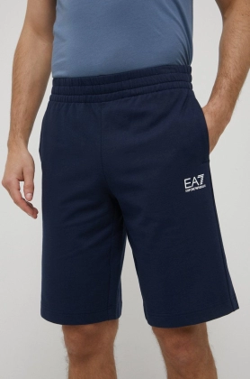 EA7 Emporio Armani pantaloni scurti din bumbac barbati, culoarea albastru marin