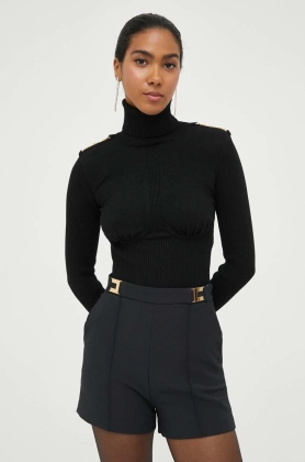 Elisabetta Franchi pulover femei, culoarea negru, light, cu guler
