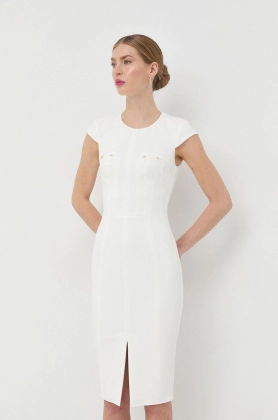 Elisabetta Franchi rochie culoarea alb, midi, mulata