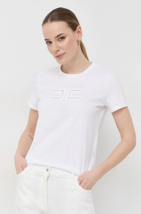 Elisabetta Franchi tricou din bumbac culoarea alb
