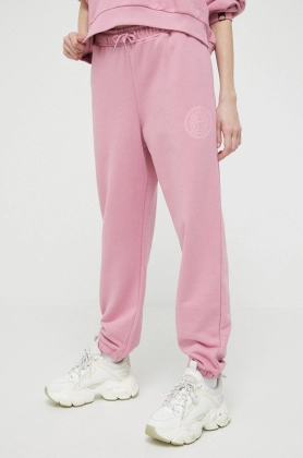 Ellesse pantaloni de trening culoarea roz, cu imprimeu