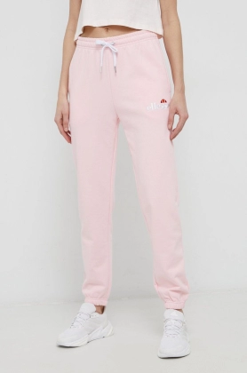 Ellesse Pantaloni femei, culoarea roz, material neted