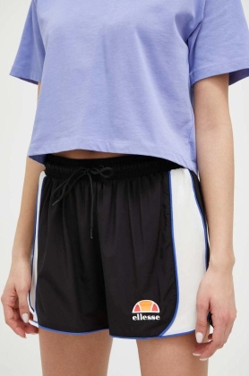 Ellesse pantaloni scurti femei, culoarea negru, modelator, high waist