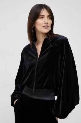 Emporio Armani bluza femei, culoarea negru, neted