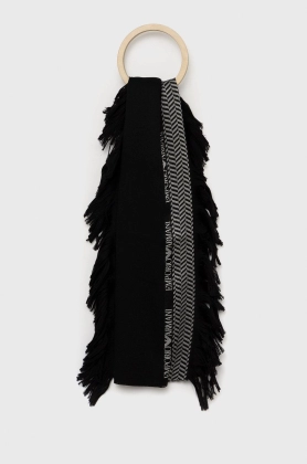 Emporio Armani esarfa de lana culoarea negru, modelator