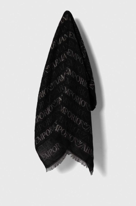 Emporio Armani esarfa din amestec de lana culoarea negru, modelator