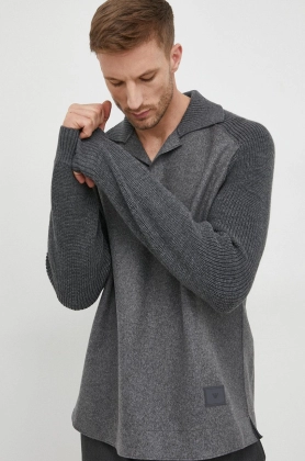 Emporio Armani pulover de lana barbati, culoarea gri, light