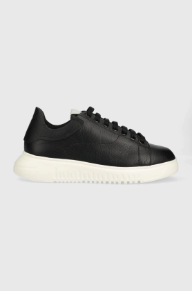 Emporio Armani sneakers din piele culoarea negru