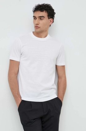 Emporio Armani tricou din bumbac culoarea alb, cu imprimeu