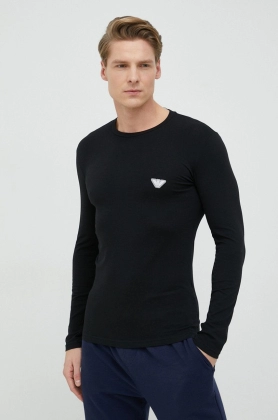 Emporio Armani Underwear longsleeve barbati, culoarea negru, neted