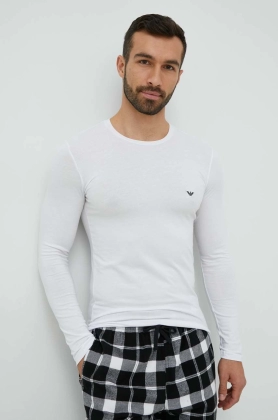 Emporio Armani Underwear longsleeve lounge culoarea alb, neted