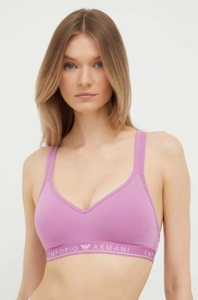Emporio Armani Underwear sutien culoarea roz, neted